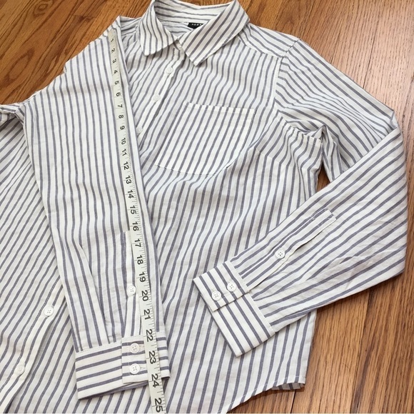 Torrid Lizzie blue white Striped Cotton Button Down Long Sleeve Shirt Plus 00 - Picture 11 of 16